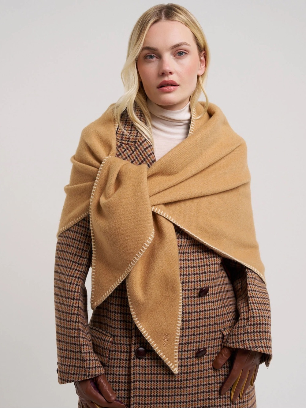 NWT Echo Luxury Camel Wrap Scarf - Women's Soft Wool Blend Shawl